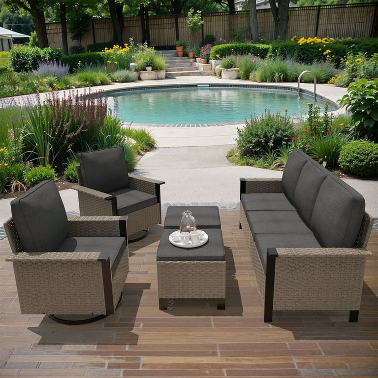 Yeahumalia Outdoor Patio Chair Deep Seat Cushions 23 x 24 with Removable Cover Water and Fade Resistant Dark Grey Walmart