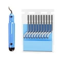 thumbnail image 1 of FlyFlise Trimming Tool Deburring Trimming Cutter Burring Remover High-speed Steel Blade 11pcs with 1pcs Handle for 3D Printer Model Art Sculpture Carving Sculpting Shaping Modeling Cleaning, 1 of 8
