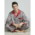 thumbnail image 2 of Elegant Mens Pajamas, Two Piece Set, Soft Satin Feel Sleepwear, 2 of 6