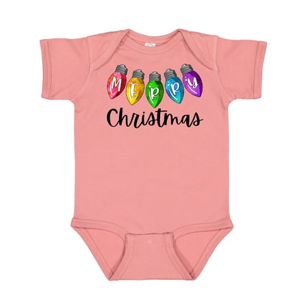 

Inktastic Merry Christmas Rainbow Holiday Lights Gift Baby Boy or Baby Girl Bodysuit