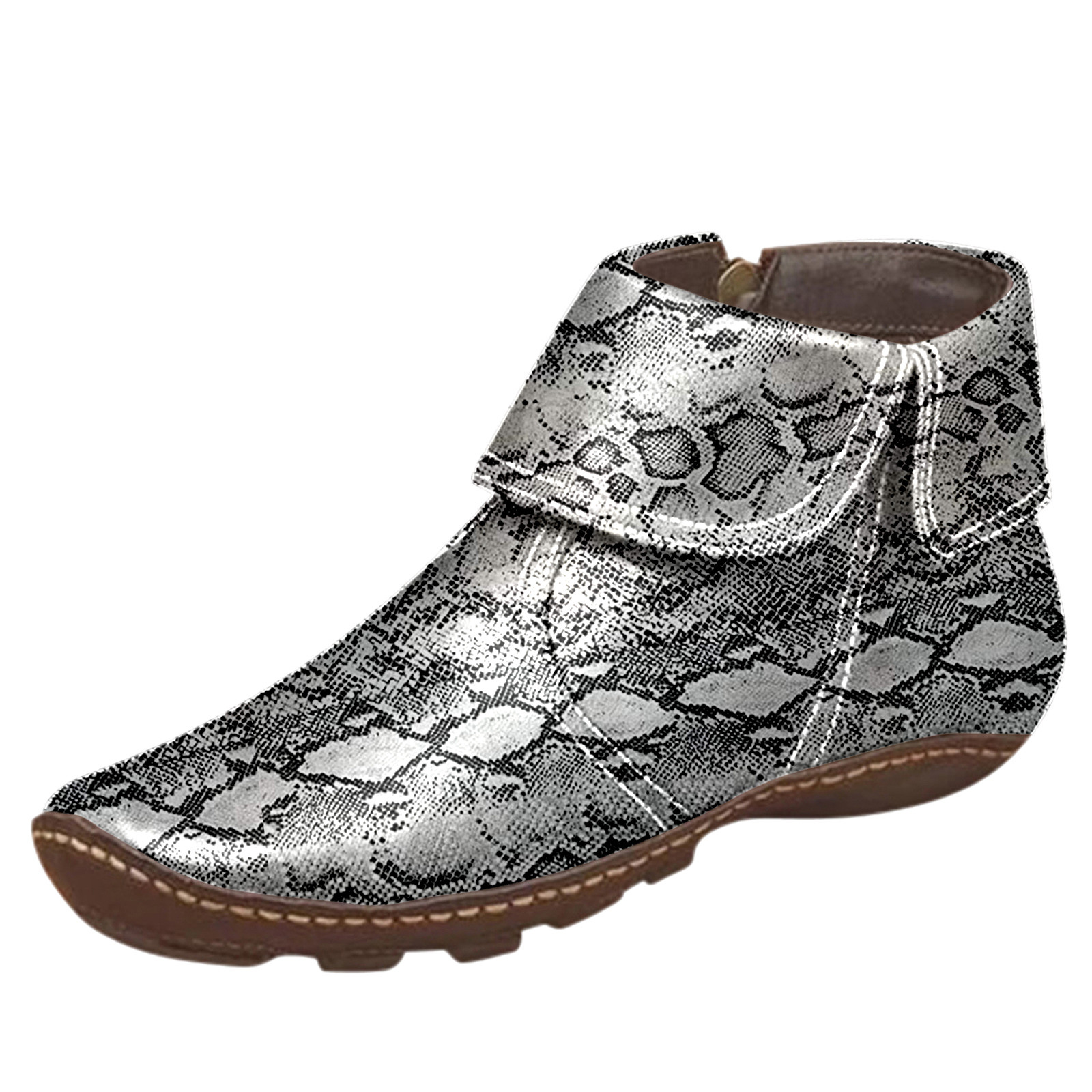 Fashion Women Snake Print Flats Leather 