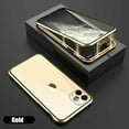 thumbnail image 1 of 360° Front+Back Clear Tempered Glass Metal Magnetic Case Cover For iPhone 12 Pro (Gold), 1 of 9