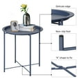 thumbnail image 5 of VECELO Set of 2 Round Side End Table, Folding Metal Small Coffee Table with Removable Tray for Living Room Bedroom Balcony and Office, Blue, 5 of 7