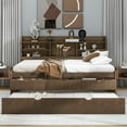 thumbnail image 2 of EUROCO Full Size Captain Bed, Daybed with Trundle and Bookcase, 3 Drawers and Shelf Platform Bed for Kids Teens, Espresso, 2 of 14