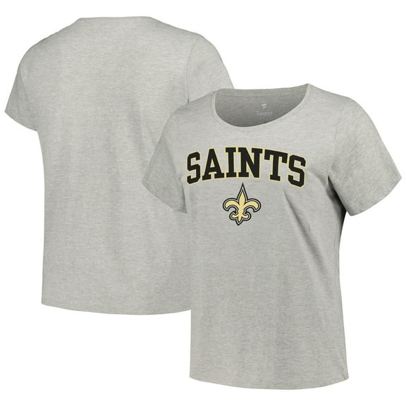 Women's Fanatics Heather Gray New Orleans Saints Plus Size Arch Over Logo T-Shirt