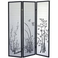 thumbnail image 1 of 70" Tall 3-Panel Screen / Room Divider, Floral Design with Black finish, 1 of 2