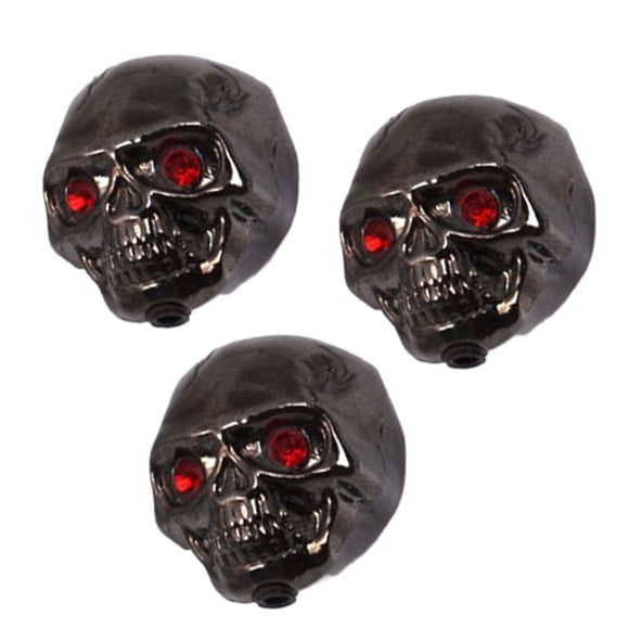 3pcs Electric Guitar Metal Skull Volume Tone Knobs (Black)