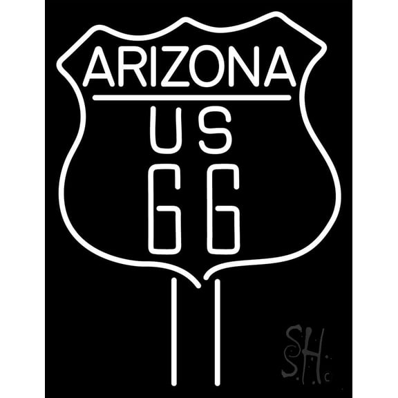 Arizona Us 66 LED Neon Sign 19 x 15 - inches, Black Square Cut Acrylic Backing, with Dimmer - Bright and Premium built indoor LED Neon Sign for café, club, party, event and stroefront.