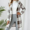 thumbnail image 2 of NAFUU Womens Jacket Women's Long Flannel Plaid Jacket Fall Winter Zip Up Open Front Cardigan Outerwear Mid-Length Soft Cozy Warm Coats Casual Winter Coats, 2 of 5