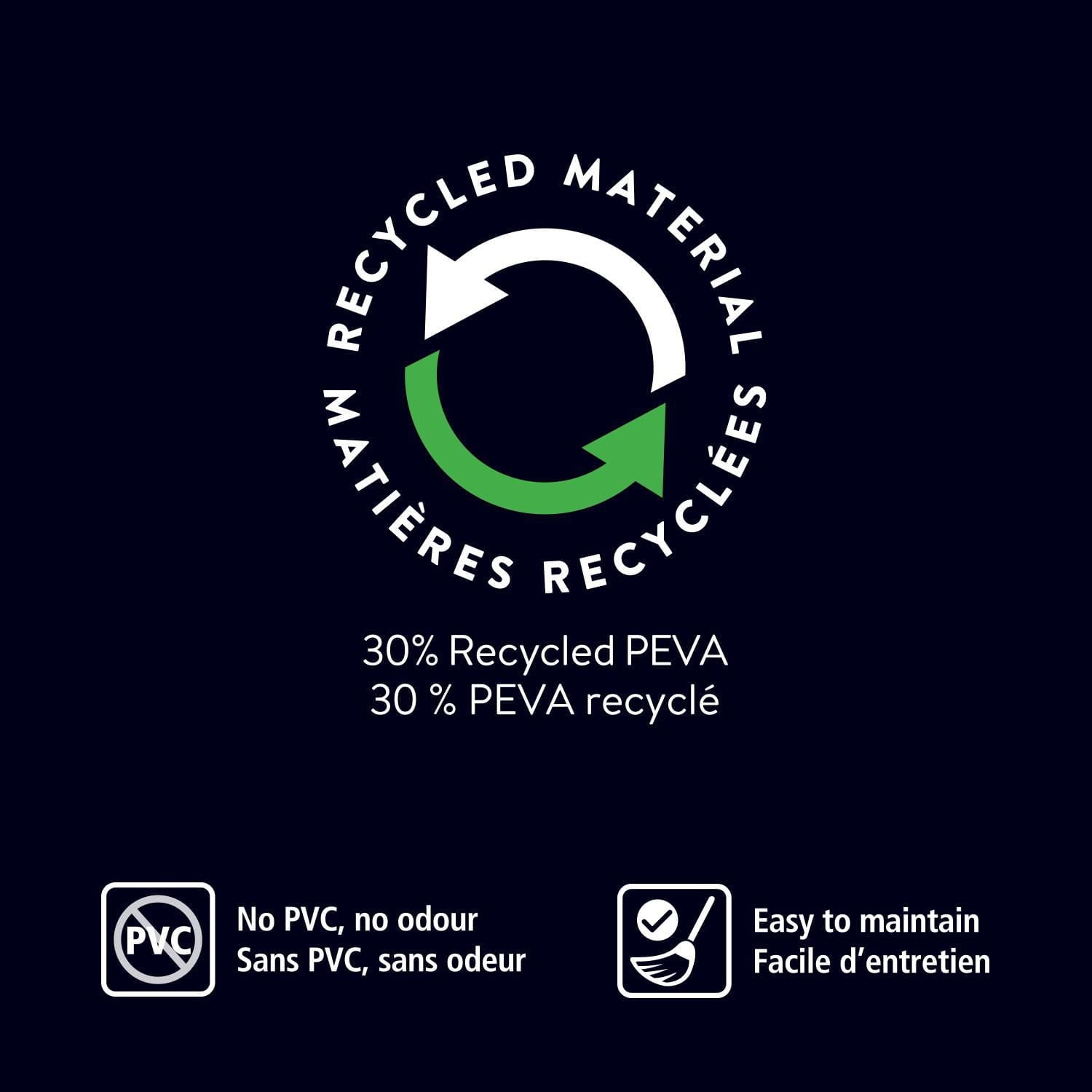 Rideau de douche décoratif Mainstays en PEVA recyclé, imperméable, de poids moyen, designs variés 78 cm x 183 cm