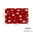 thumbnail image 5 of JOOCAR Red Snowflake Pattern Linen Table Mats Set of 4 for Home Kitchen Table Decor 12x18 inch, 5 of 5