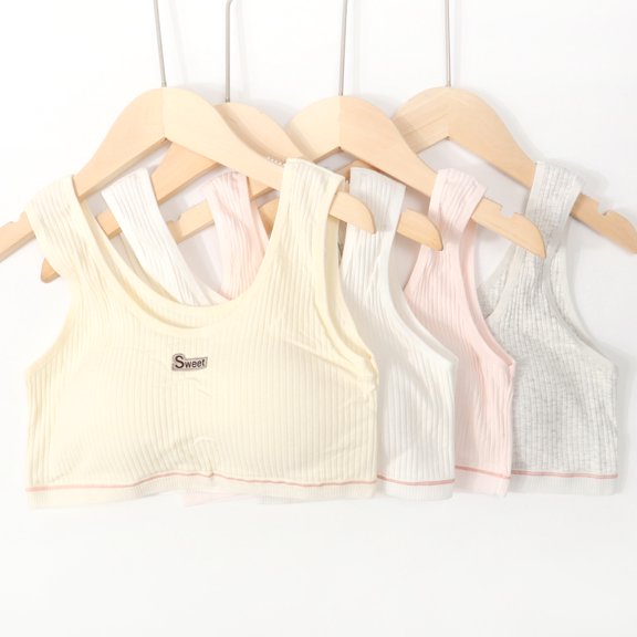 Girls Bra Girls Thin Cotton Sports Teen Sports Bra Wire Free Push Up Adjustable Straps Fixed Pads Fit for 10-15 Years