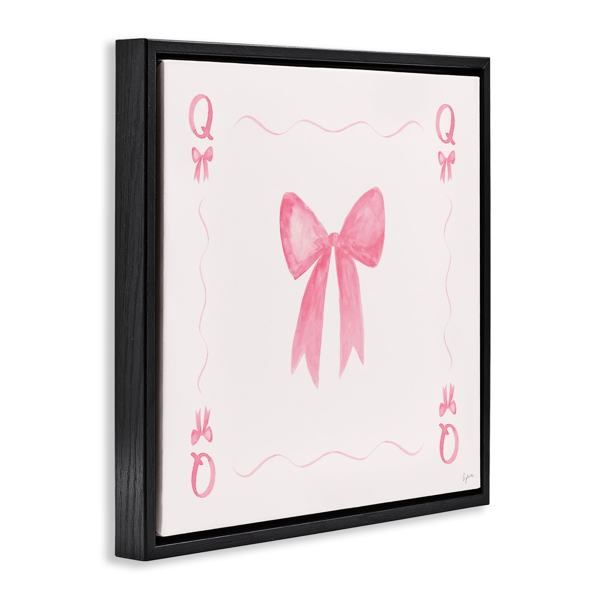 Stupell Industries Queen of Ribbons Card Black Framed Floater Canvas Wall Art, design by Lucille Price