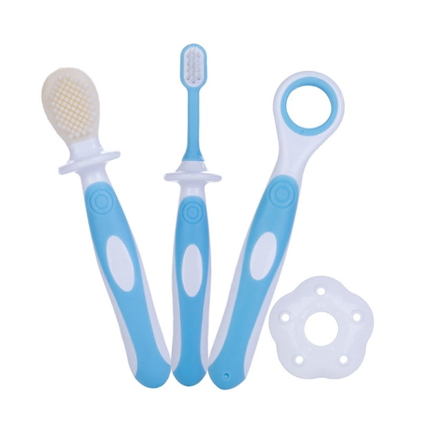 EeaseMX Cepillo de dientes para niños con cerdas ultrafinas, kit de higiene bucal para bebés (azul)