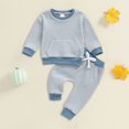 thumbnail image 2 of Hessimy Toddler Boys Girls Spring Summer Cartoon Print 2Pcs Long Sleeve Shirt Pants Sleepwear Pjs, Soft Fabric Warmth(Blue,12-18 Months), 2 of 5