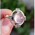 thumbnail image 3 of Navya Craft Rose Quartz Checker Round 925 Sterling Silver Handmade Women Statement Ring Size 4.0, 3 of 7