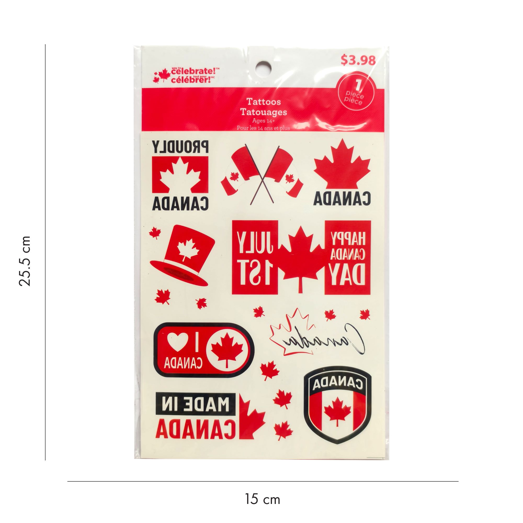 Way to Celebrate Tattoo Stickers for Canada Day