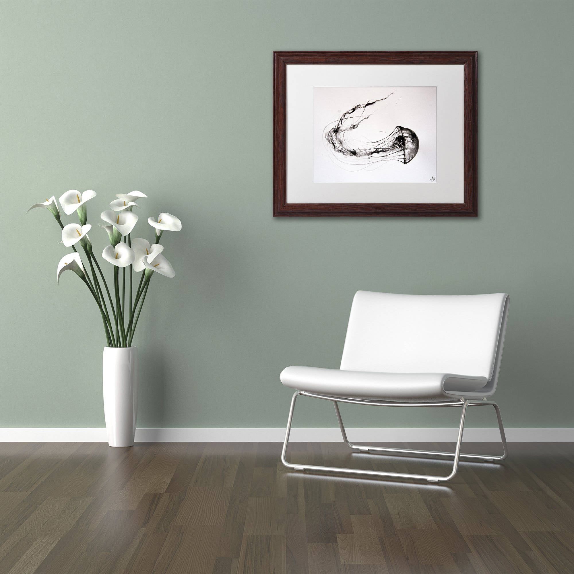 Trademark Fine Art 'That's No Moon' Canvas Art by Marc Allante, White Matte, Wood Frame