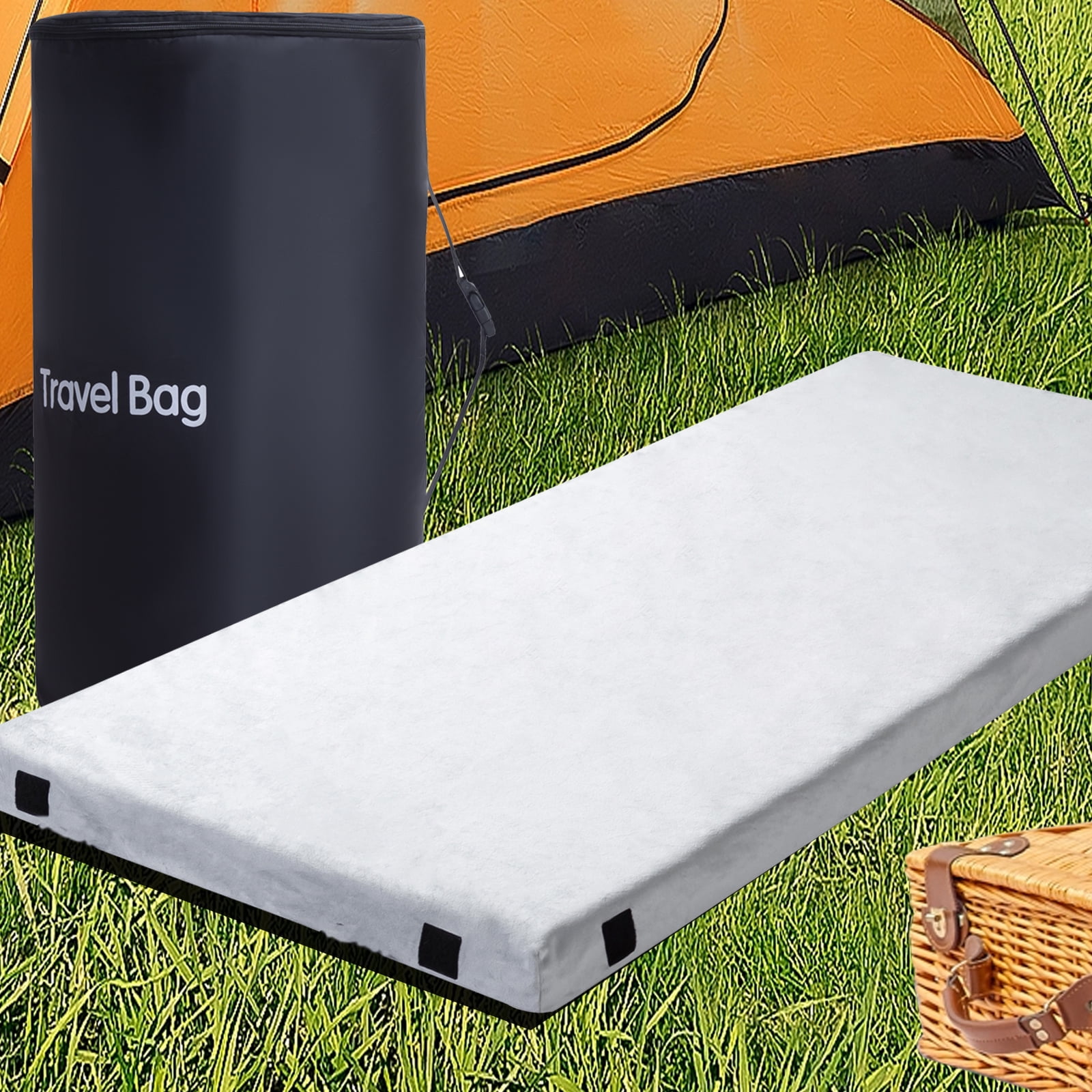 Memory Foam Camping Mattress,2.5 Inch Waterproof Roll up Travel