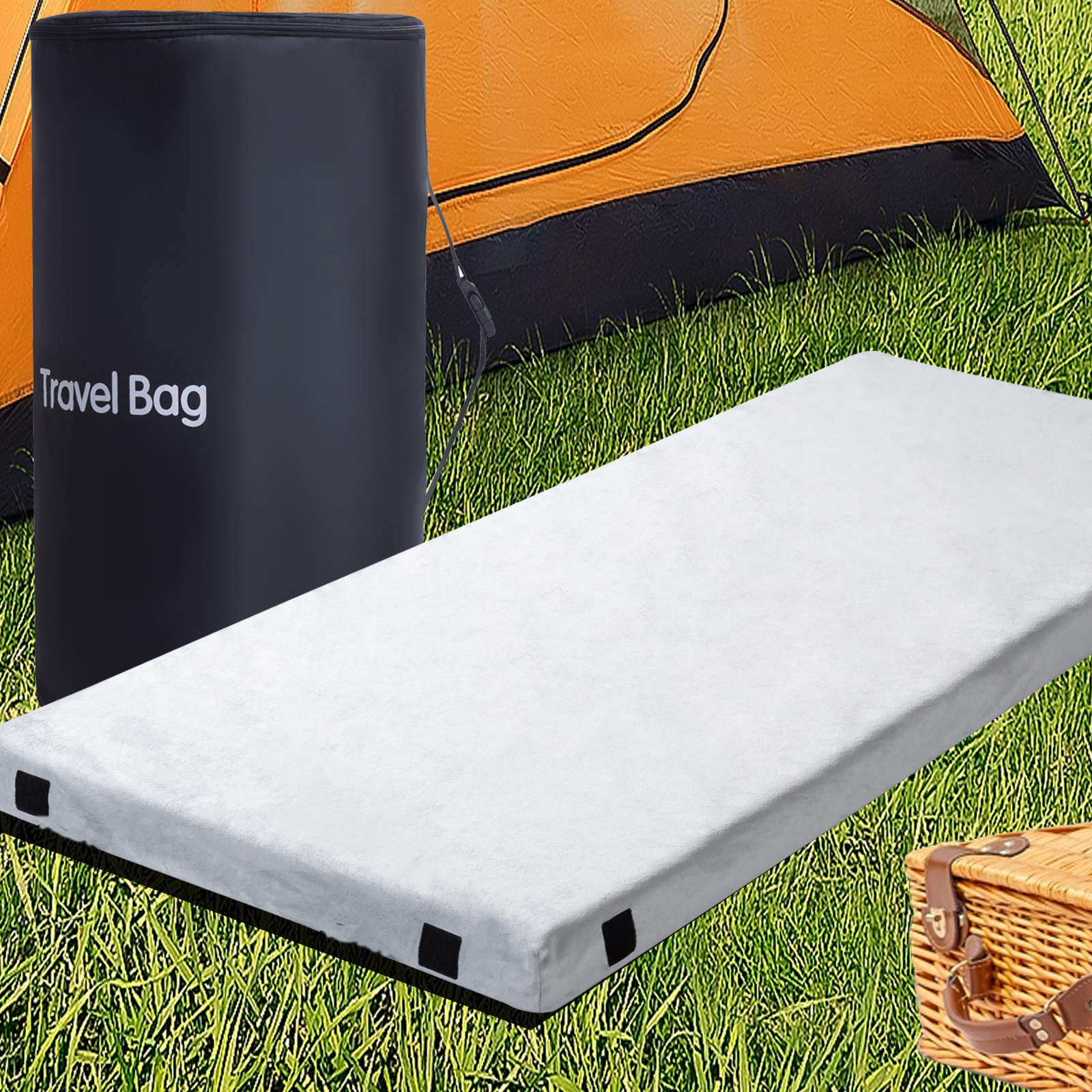 Memory Foam Camping Mattress 2 5 Inch Waterproof Roll Up Travel 