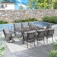 thumbnail image 2 of ALAULM 9-Piece Outdoor Patio Dining Set with Rectangle Metal Table and 6 Dining Chairs and 2 Swivel Chairs, Gray, 2 of 7