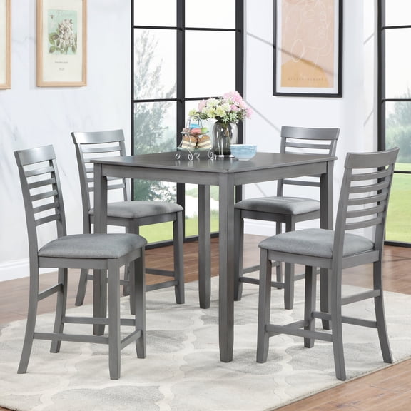 Nmkwnr Pack of 4 Armless Dining Chairs with Wood Frame, Upholstered Seat Side Chair for Dining Room, Living Room, Gray(Only 4 Pack Chairs)