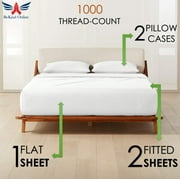 Split California King Sheets Sets for Adjustable Bed - 1000-Thread-Count 100% Egyptian Cotton, Sateen Weave 15-Inches Deep Pockets 1000-TC Bedsheet - Taupe