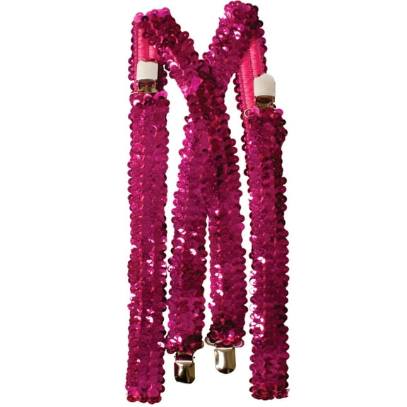 Hot Pink Sequined Suspenders