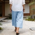 thumbnail image 5 of High Waisted Wide Leg Beach Casual Capri Pants For Women Summer Flowy Relaxed Fit Pocketed Comfortable Vacation Lounge Everyday Style Breathable, 5 of 7