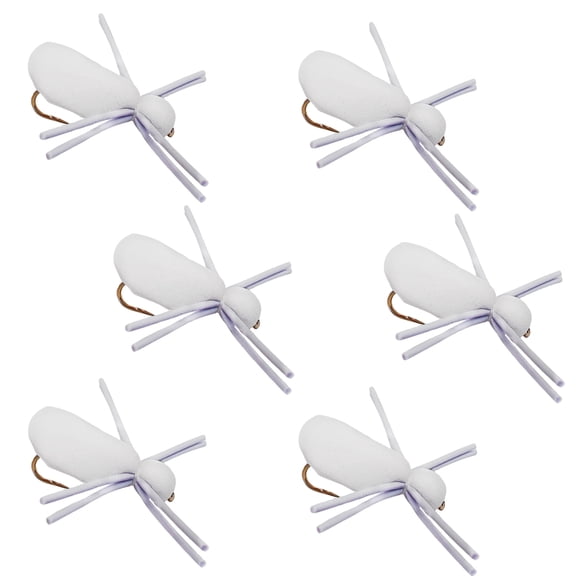 Thor Outdoor Foam Spider Fly Fishing Set 6 Pc, White, Hook Size #12, Topwater Dry Flies for Bass, Panfish, Trout