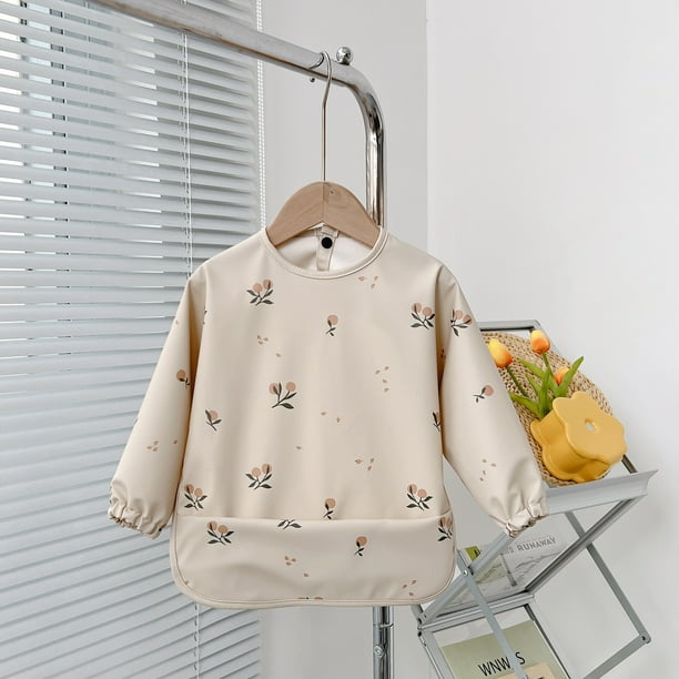 Babero de alimentación para bebés de manga larga impermeable y antiadherente para niños, funda antisuciedad para alimentación de bebés
