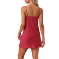 thumbnail image 3 of INSPIRE CHIC Womens Sliky Nightgown Sexy Lace Slip Dress Satin Cami Sleepwear Sleeveless Lingerie Chemise L Red, 3 of 6