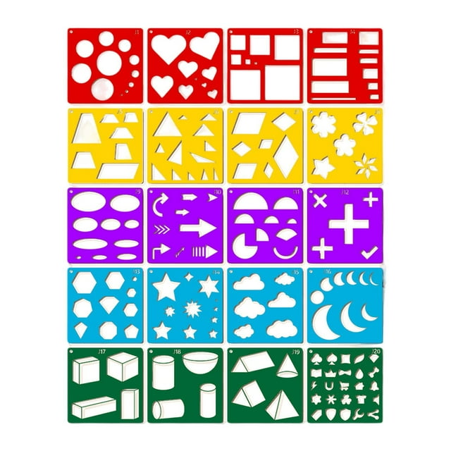Siruishop 20 Pieces Painting Stencils Practical Sturdy Lightweight Drawing Stencil Set
