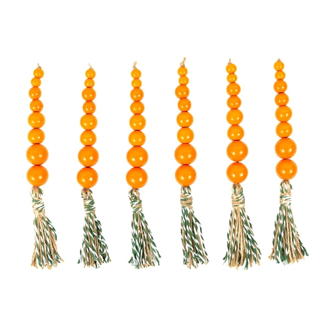 Advancent Paquete de 6 colgantes de zanahorias de Pascua, cadena de madera, decoración de ventanas de pared para festivales, adornos artesanales DIY para Kits de decoración para fiestas
