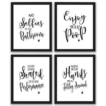 Bathroom Quotes and Sayings Art Prints | Set of Four Photos 8x10 Unframed | Gift for Bathroom Decor