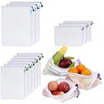 thumbnail image 4 of Ounissouiy 10 Uds. Bolsa de malla con cordón para frutas y verduras, bolsas de productos reutilizables para el hogar, cocina, contenedor de almacenamiento Almacenamiento y organización del hogar Ounissouiy HA071861-00, 4 of 6