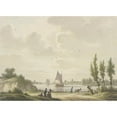 thumbnail image 2 of Nicolaas Wicart 24x18 Gold Ornate Framed and Double Matted Museum Art Print Titled - Three Bars Sail on a River, on the Way a Man with a Donkey, Four Figures Further Left, 2 of 4