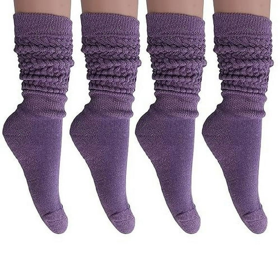 Long Slouch Scrunched Knee Socks 4 Pairs Shoe Size 5 to 34
