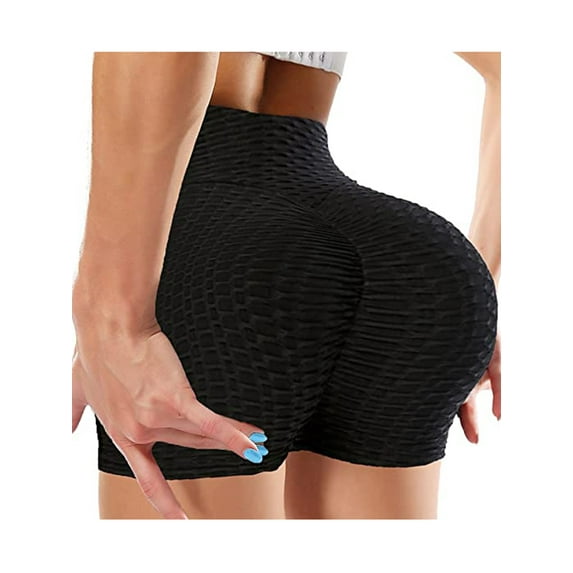 Women's High Waisted Yoga Shorts Ruched Butt Lifting Textured Shorts Tummy Control Tie Dye Beach Hot Pants