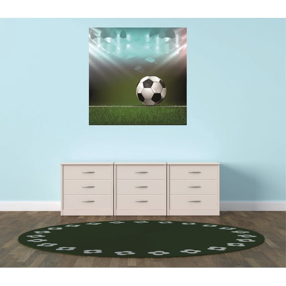 Custom Wall Decal : Soccer Field Ball Grass Colorful Mural 16x16"