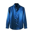 thumbnail image 4 of Spencer Mens Long Sleeve Plain Shirts Casual Dress Shirts Button Down Male Satin Blouses for Wedding Party Formal Business, Size S-2XL, 4 of 8