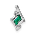 thumbnail image 3 of Auriga Fine Jewelry 10K White Gold Cushion Cr. Emerald and Diamond Chain Slide Pendant for Women (L-12.9mm, W-7.8mm), 3 of 5