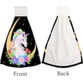 thumbnail image 4 of 1 Pcs Hanging Towels, Dish Towels Moon with Unicorn and Flowers Absorbent Hand Towels with Hanging Loop Washcloth for Bathroom Kitchen, 4 of 7
