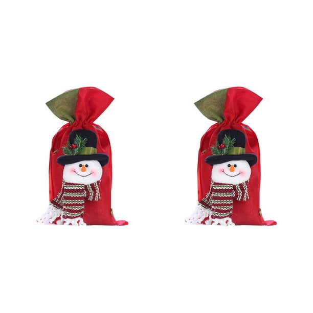 Cateissary Bolso pequeño de regalo de Navidad, bolsa con cordón de reno, muñeco de nieve, Papá Noel, decoración para fiesta de Navidad de Type2 NO2