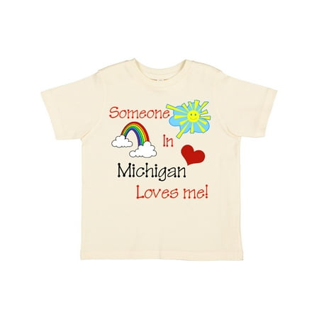

Inktastic Someone in Michigan Loves Me! Gift Toddler Boy or Toddler Girl T-Shirt