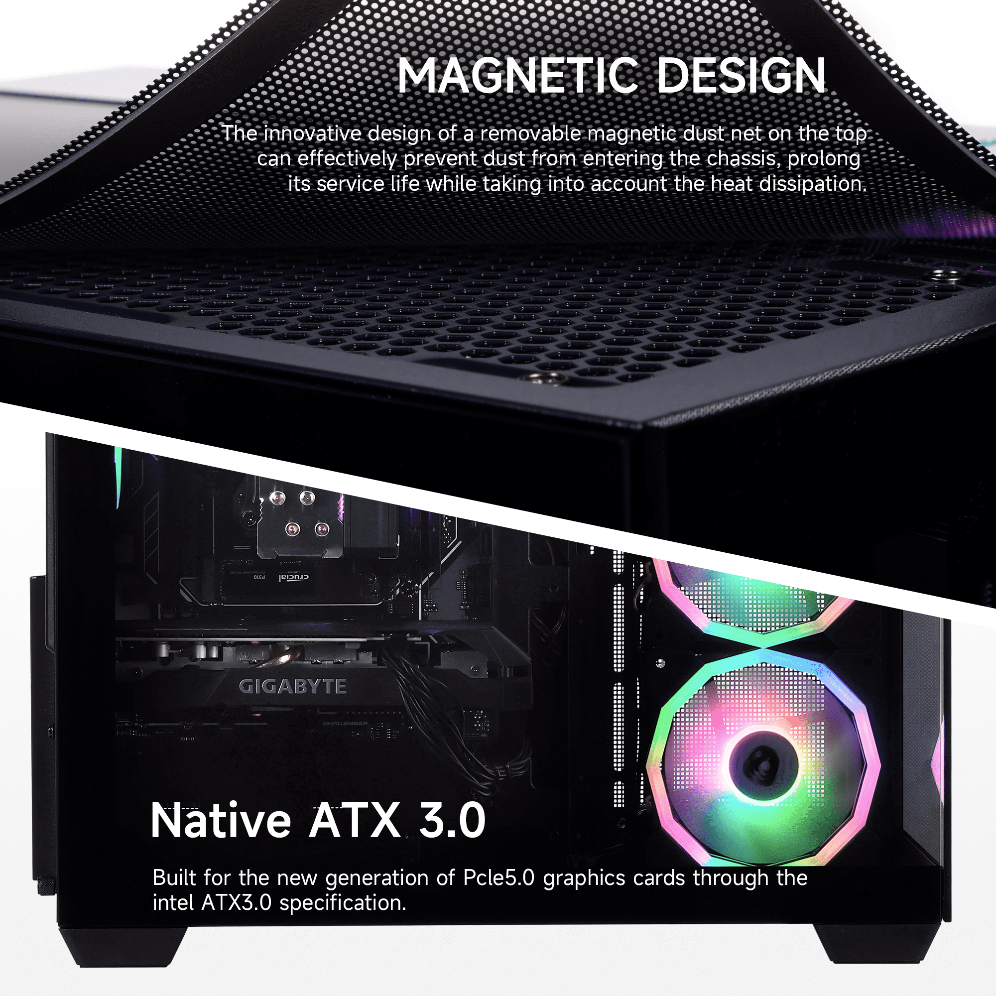 MLOONG PC Gamer Gaming Desktop, AMD Ryzen 5 5500, Radeon RX 6600 8GB, 16GB DDR4, 1TB SSD, Black, WIFI, Windows 11 Home