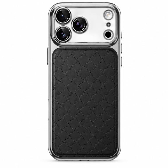 Corliven for iPhone 17 Pro Max Case, Lightweight PU Leather Hard PC Magnetic Back Cover with Wireless Charging, Black