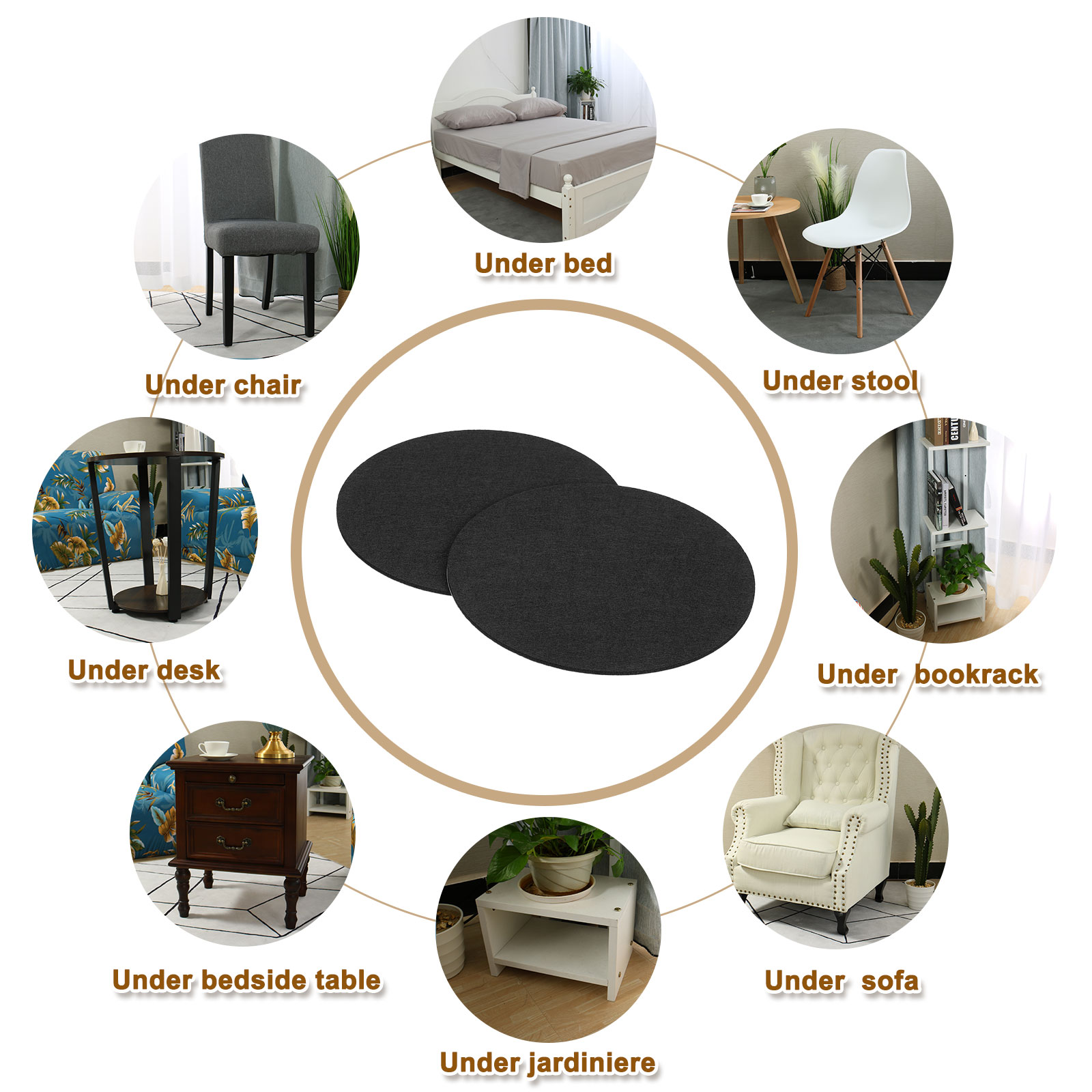 Round Felt Furniture Pads, 10Pack 7.1" Dia x 0.12" Thick Adhesive Backed Felt Non-slip Anti-scratch Felt Pads Chair Leg Protectors for Protecting Hardwood Floor, Black