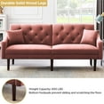 thumbnail image 3 of Pink Fabric Sofa Set, Mid Century Modern Sectional Sofa for Small Spaces, Upholstered Sofas with Solid Wood Frame and 2 Pillows, Tufted Loveseat Sofa Couch for Living Room/Office, 74.8"L, L1083, 3 of 9