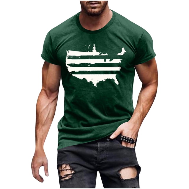 Hombres Pantalones Cortos de Manga Corta Impresa Casual Cuello Redondo Superior, Camisa de Moda para el Verano Y la Primavera